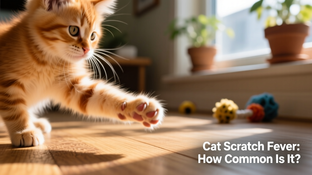 Close-up of a healthy kitten gently extending a paw, illustrating how even playful scratches can transmit bacteria