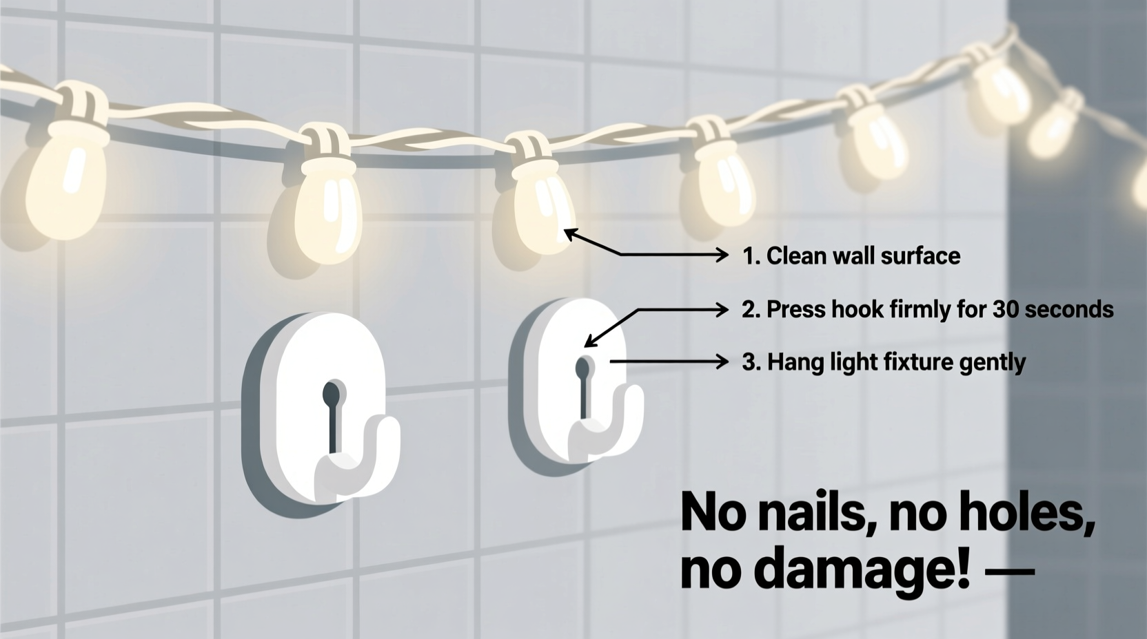 How To Use Command Hooks To Hang Lights On Rental Apartment Walls