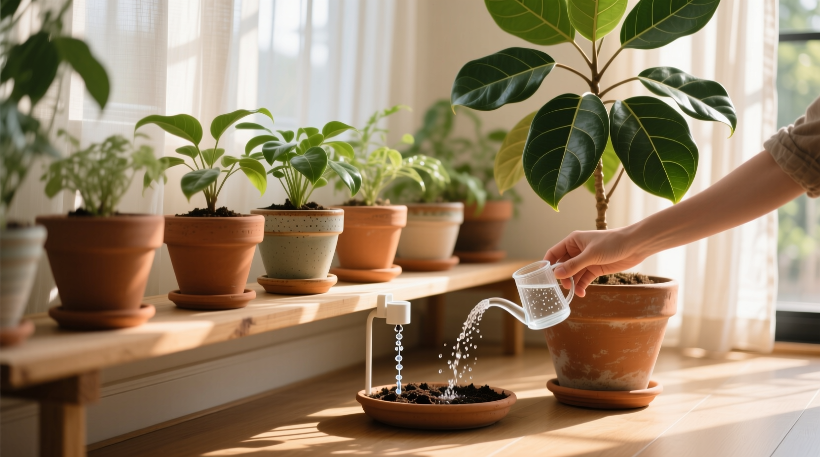 bottom watering plants before vacation