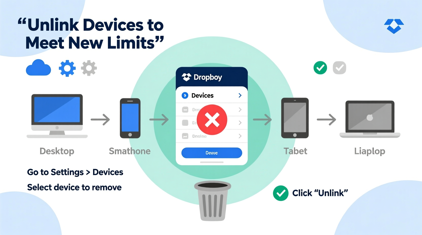 how to unlink dropbox devices to meet the new limits fo