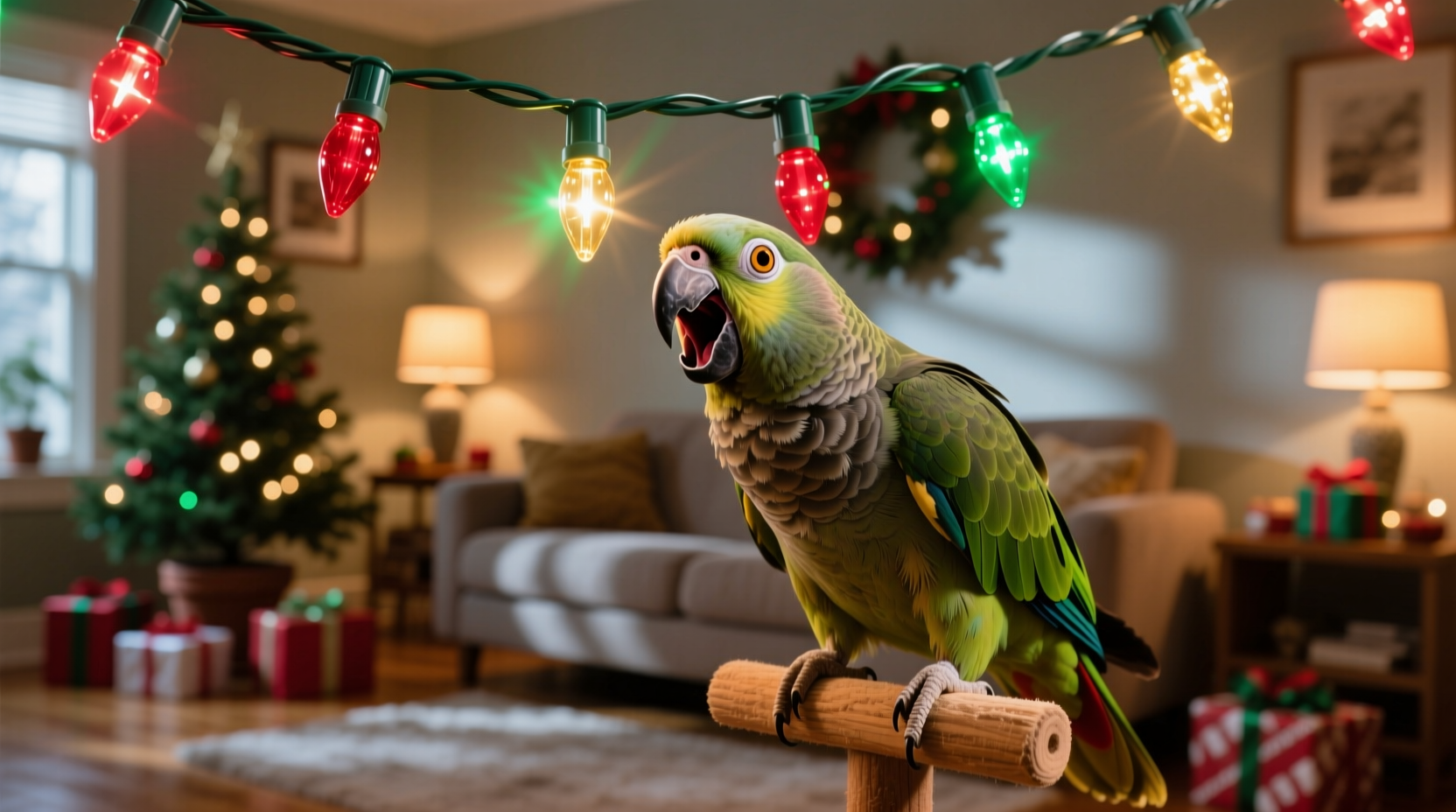 why does my pet bird scream at blinking christmas lights