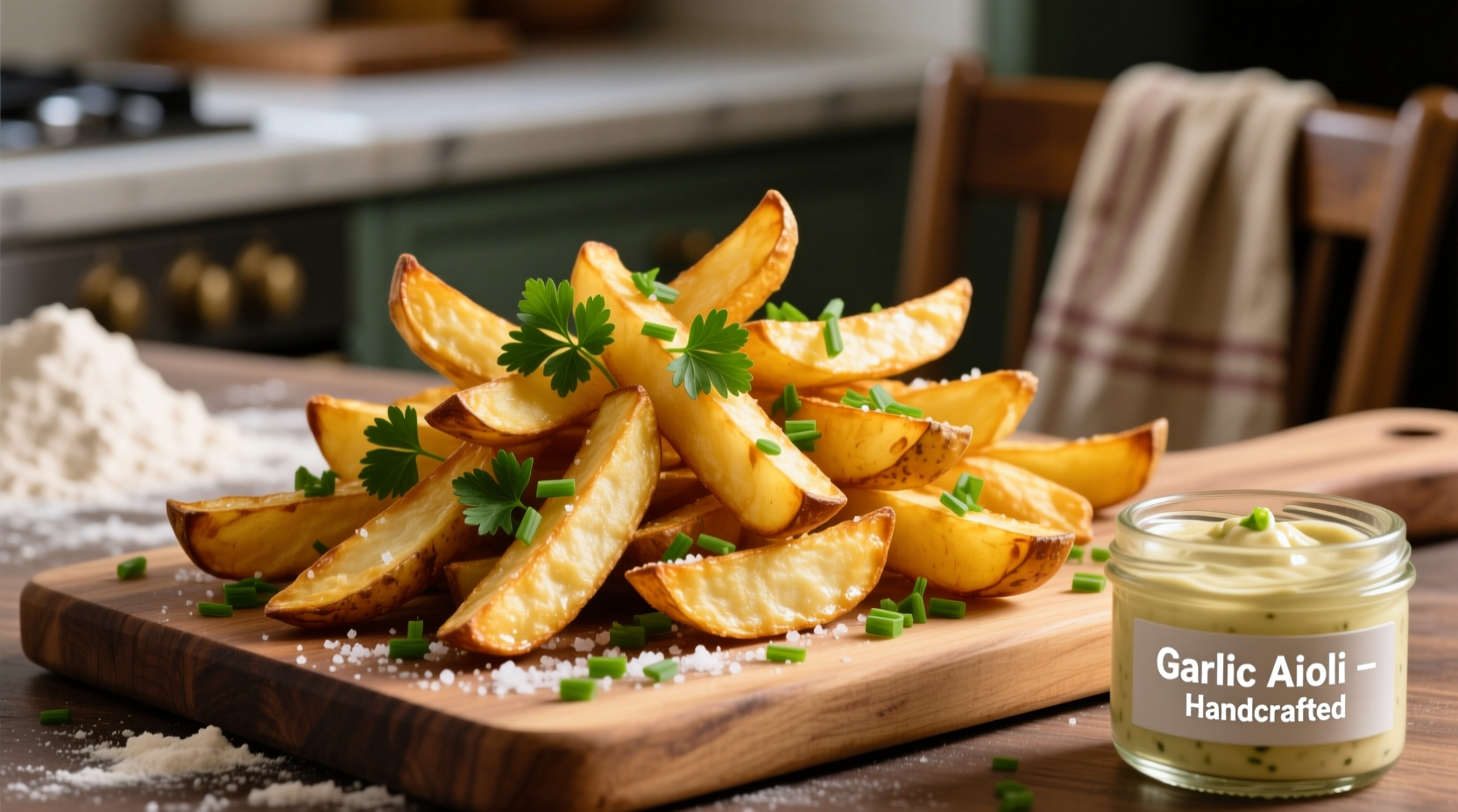 Golden crispy oven fries with fresh herbs