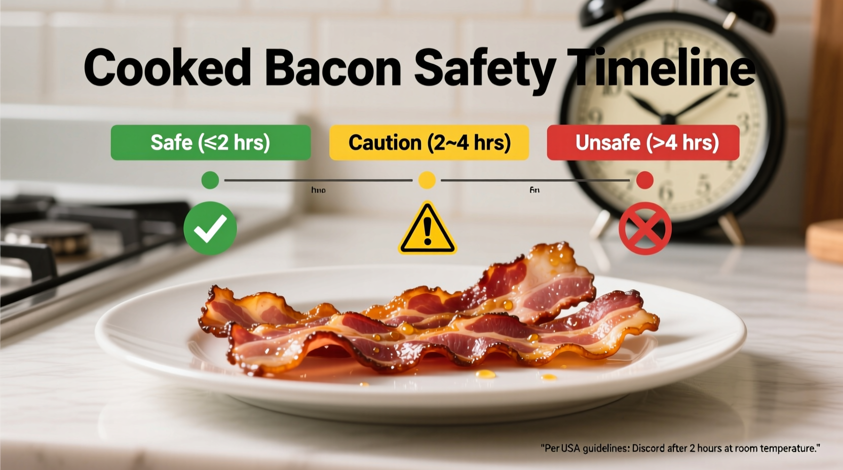 how long can cooked bacon stay out
