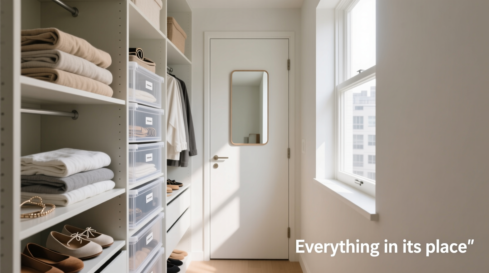 how to organize a tiny closet so everything has a place and still looks neat