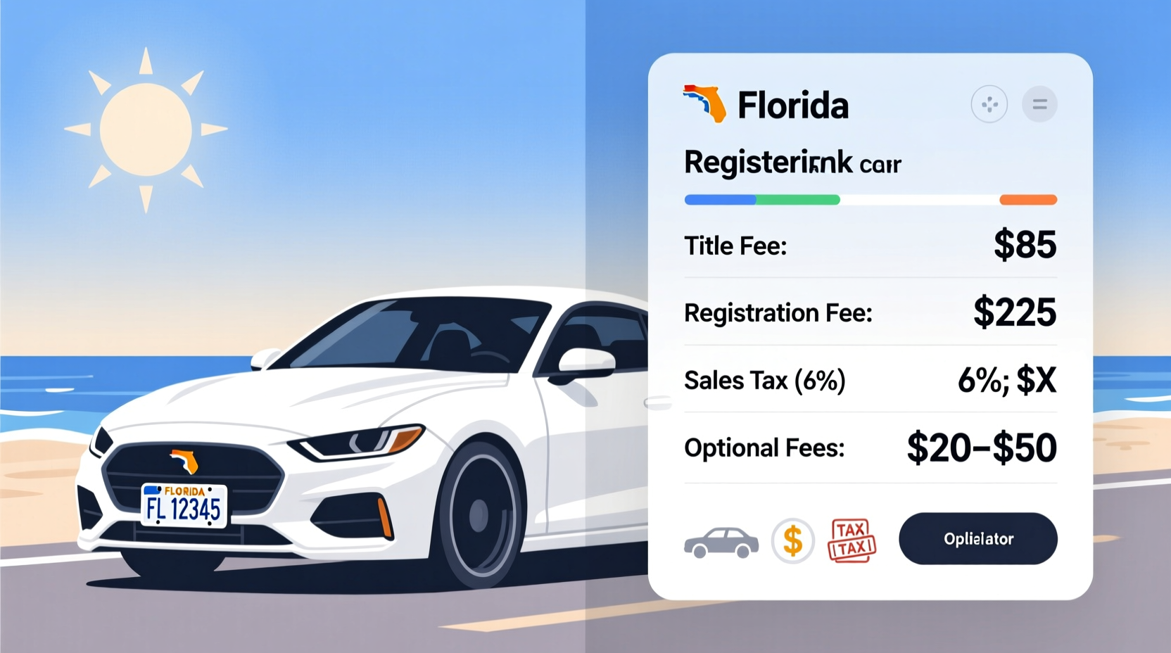 how much is to register a car in fl