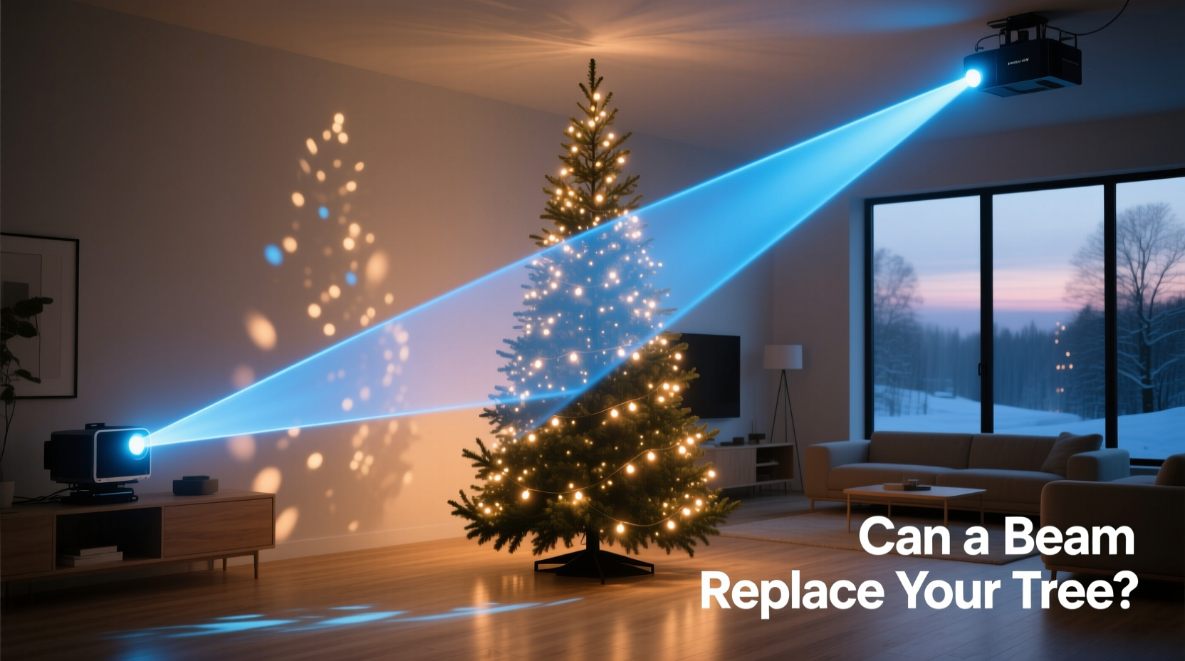 projector lights vs physical tree lights can a beam replace your indoor display
