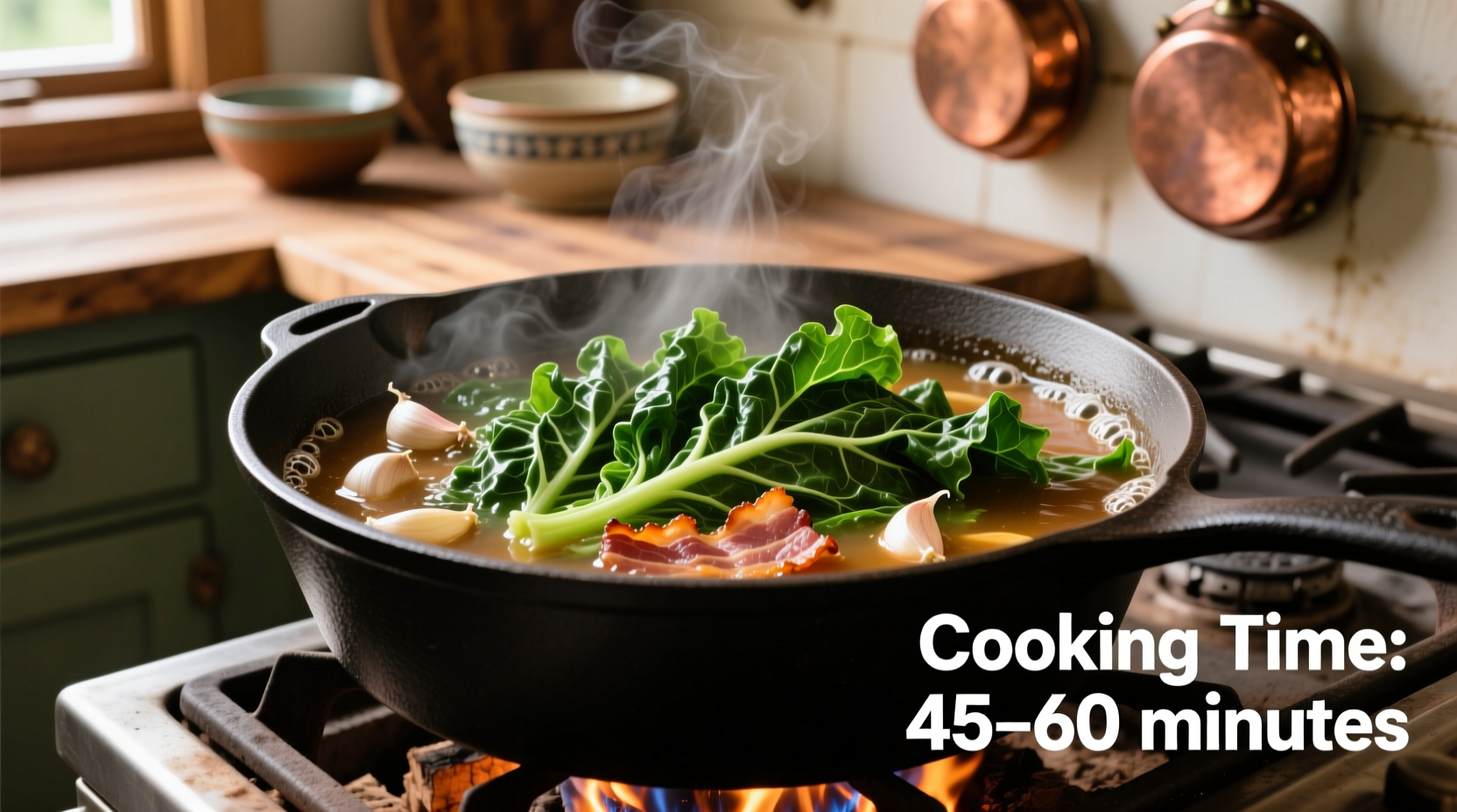 how long does it take to cook collard greens