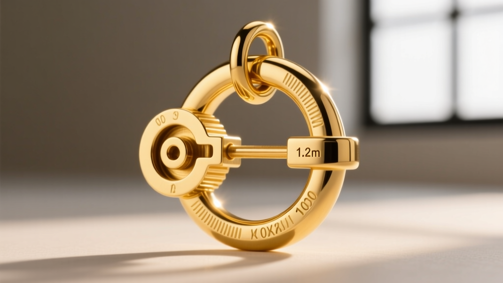 Macro photography of an 18k gold charm bail mechanism showing the precise millimeter gap designed to fit over a thick gold hoop.
