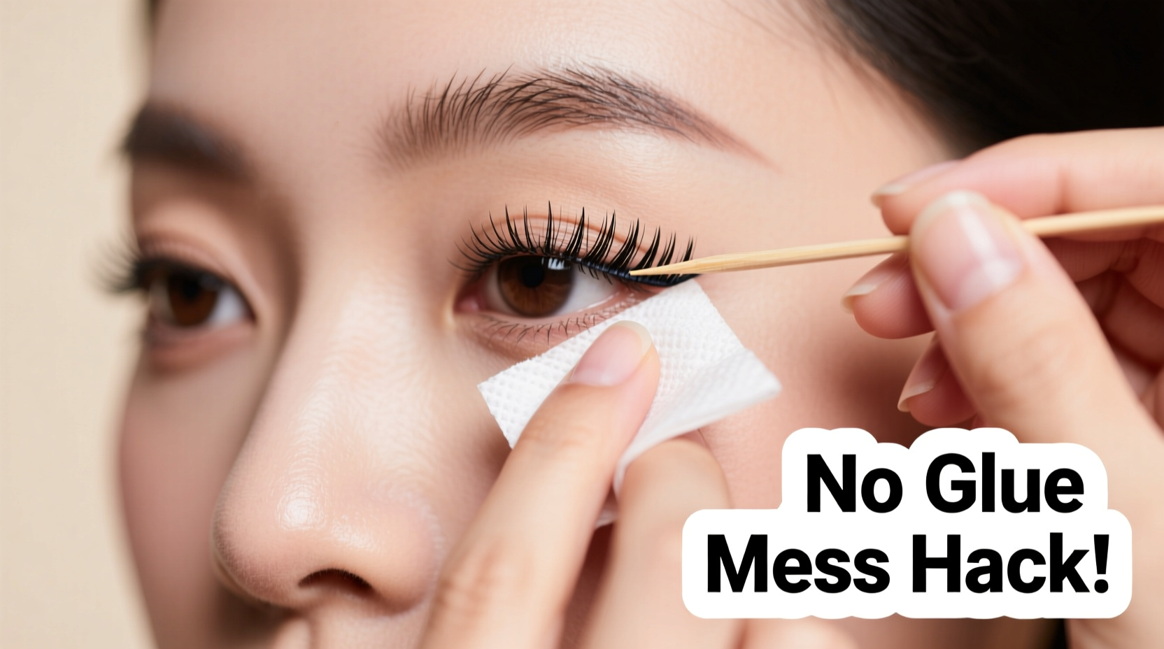 how to apply false eyelashes without glue mess using beginner hacks