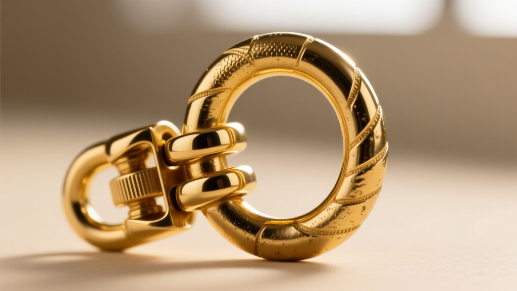 Macro photo of a heavy-duty 14k gold lobster clasp attached to a thick jump ring, demonstrating a secure closure for high tension