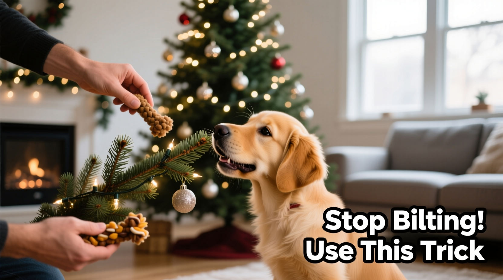 how to train a puppy not to bite christmas tree branches and lights