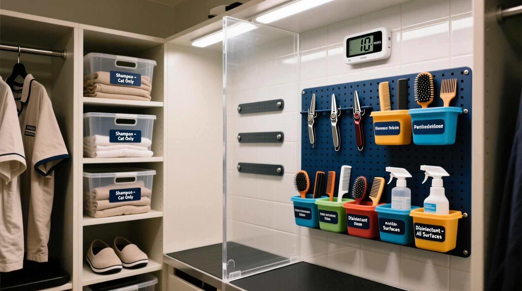 closet organization for pet groomers