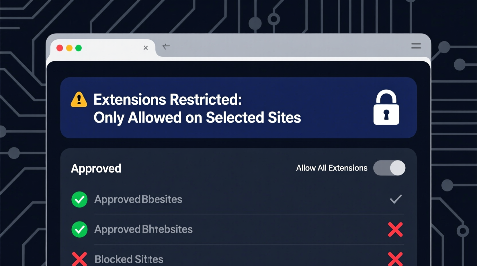 nooboss restricts chrome extensions to select sites and