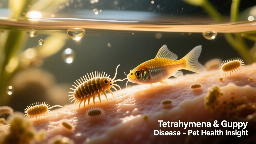 Microscopic view of Tetrahymena protozoans on a fish's skin