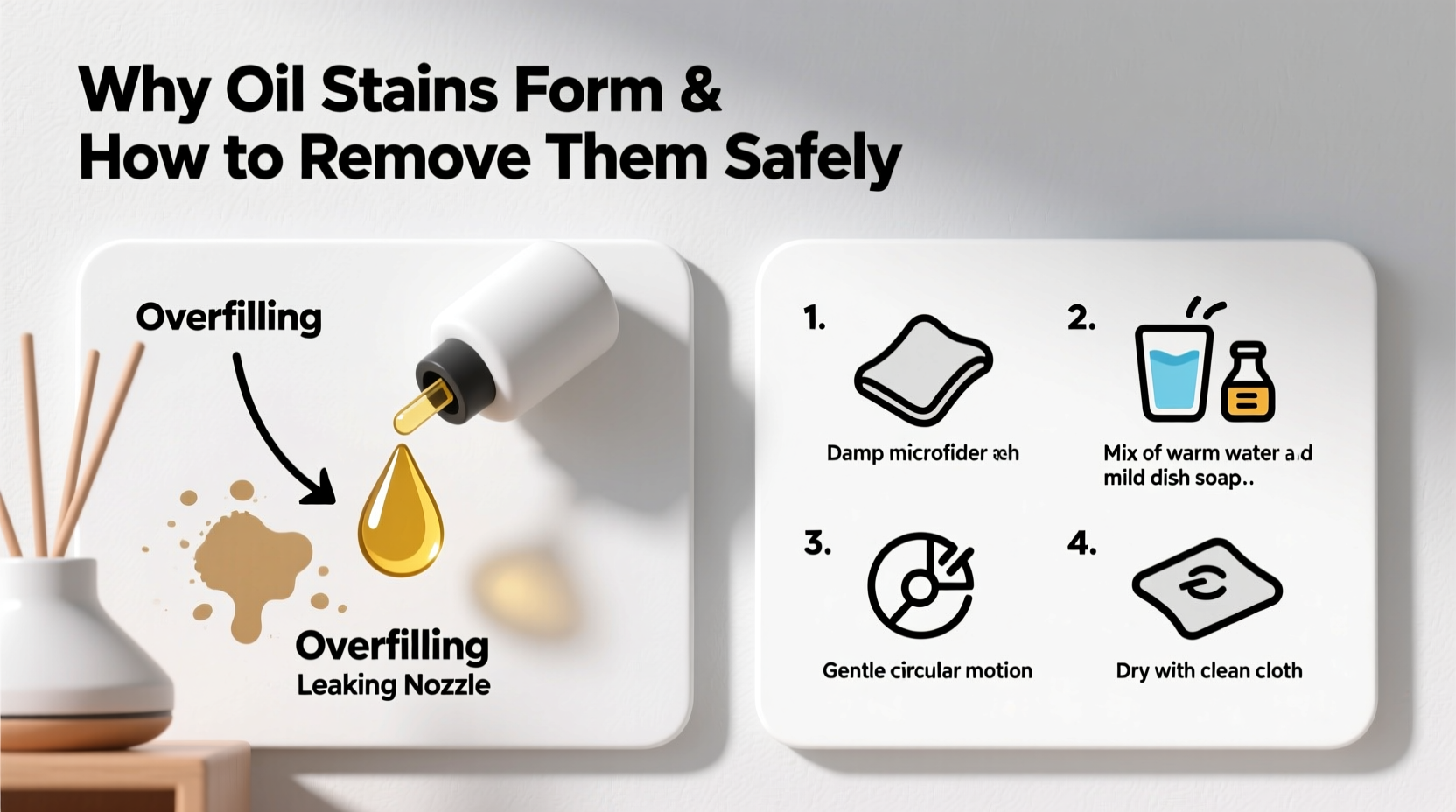 why does my diffuser leave oil stains and how to clean them from walls safely