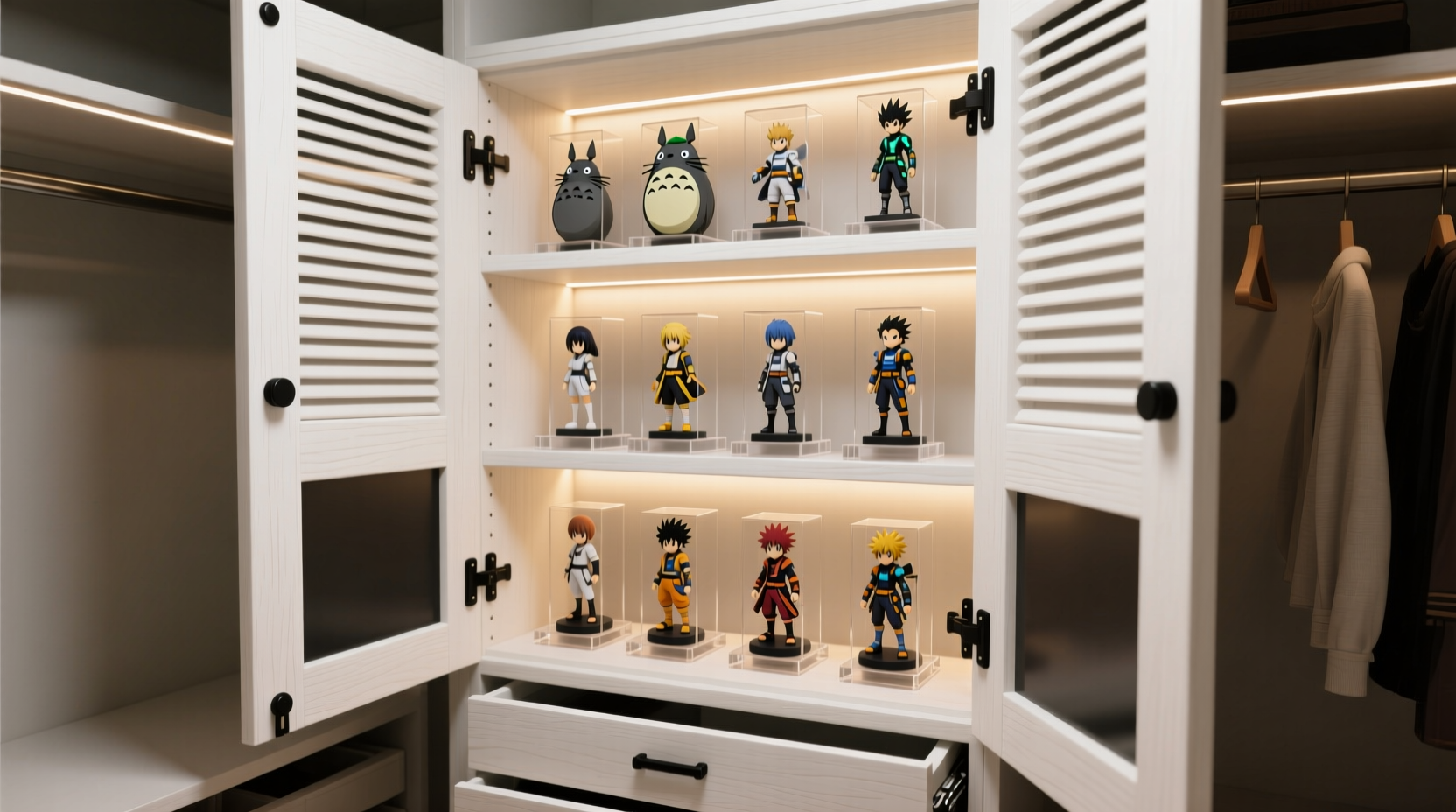 anime figure closet door organization