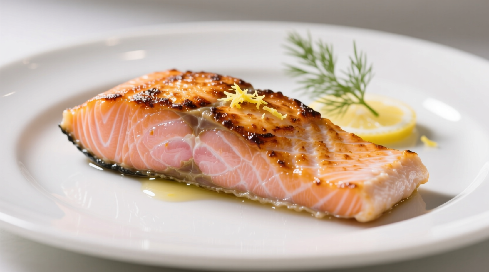 Perfectly cooked salmon fillet with crispy skin