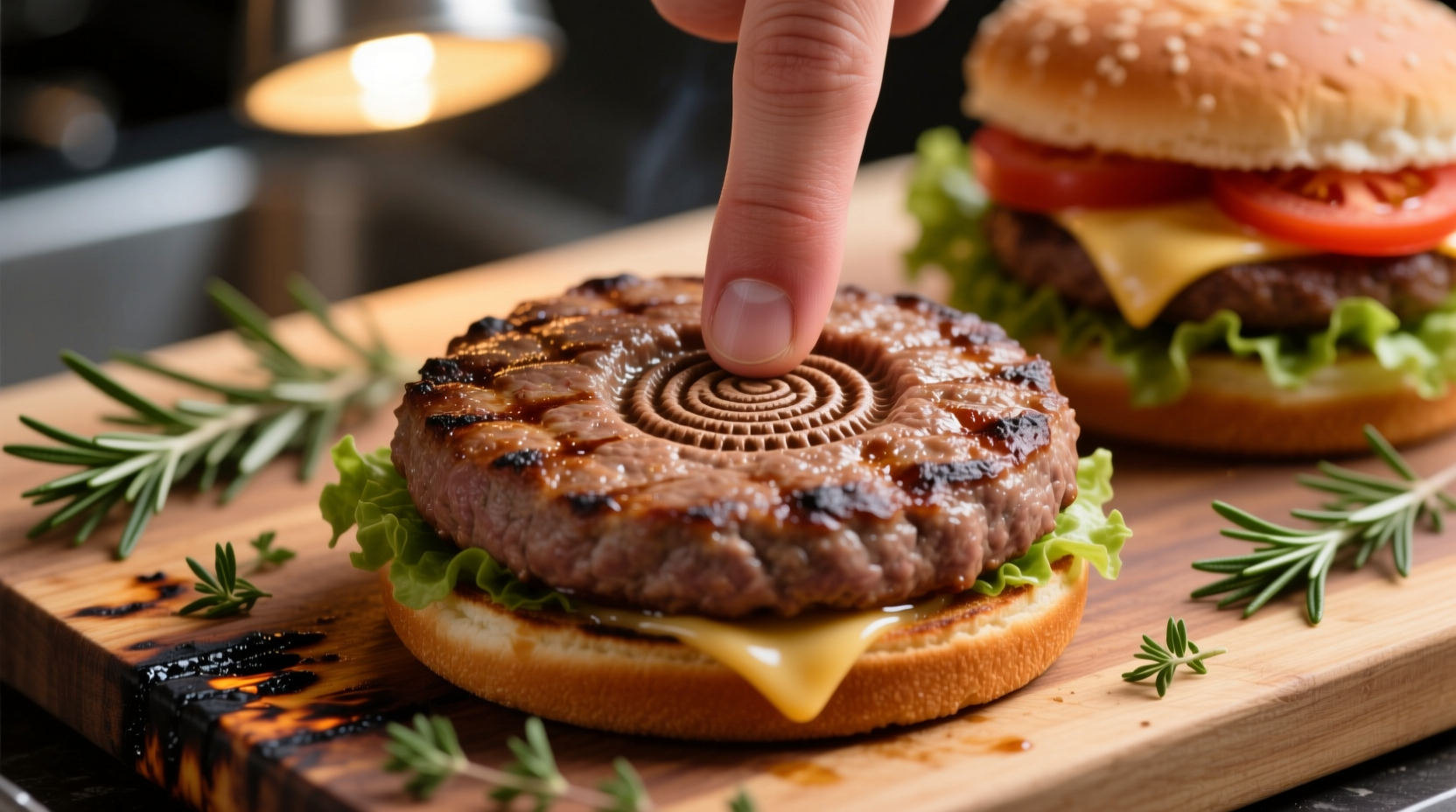 make a thumb imprint in your burgers for better shaping