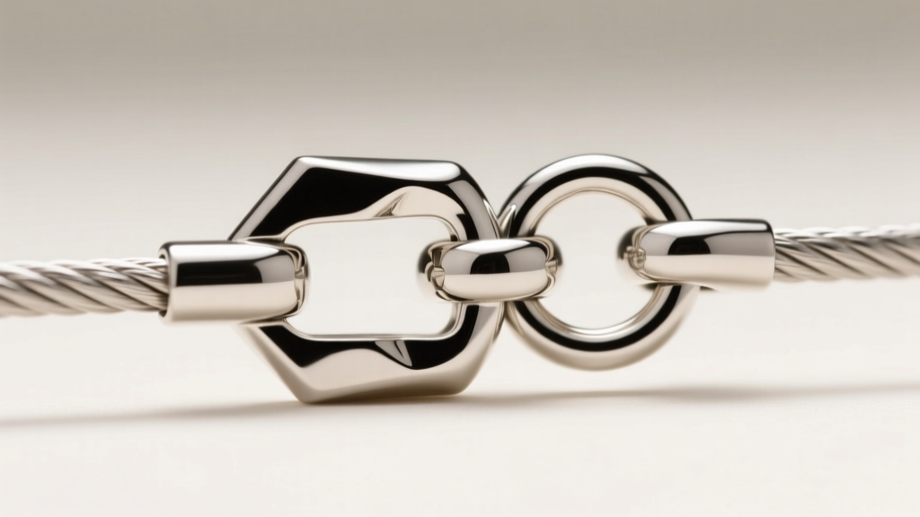 Macro view of a sterling silver lobster clasp and soldered jump ring on a cable chain, highlighting secure closure mechanics.
