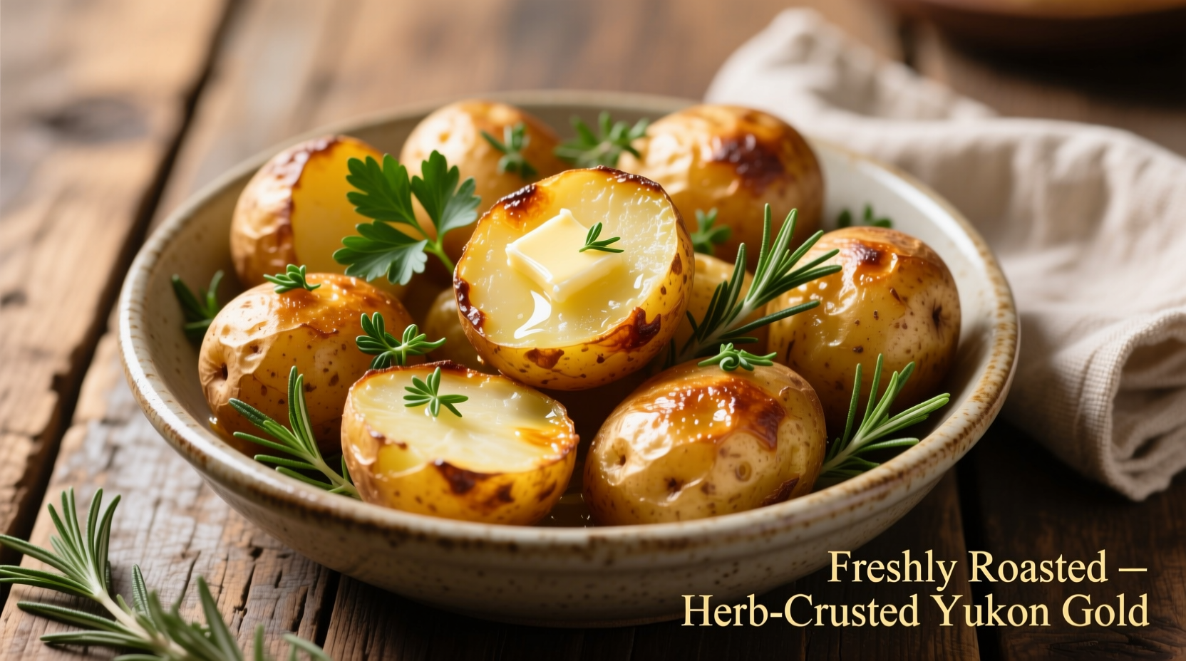 Golden roasted Yukon Gold potatoes with fresh herbs