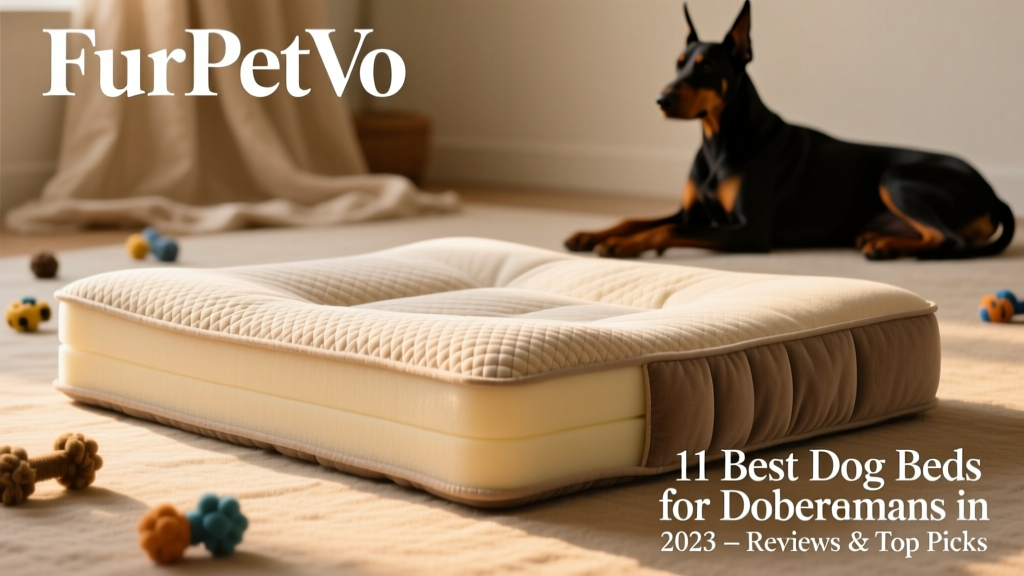 Close-up of the FurPetVo orthopedic pillow bed showing layered foam construction and microfiber texture