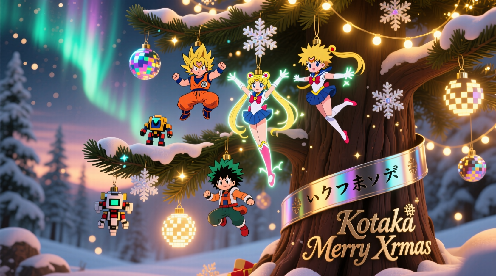 how to create a themed christmas tree using anime characters and pop culture