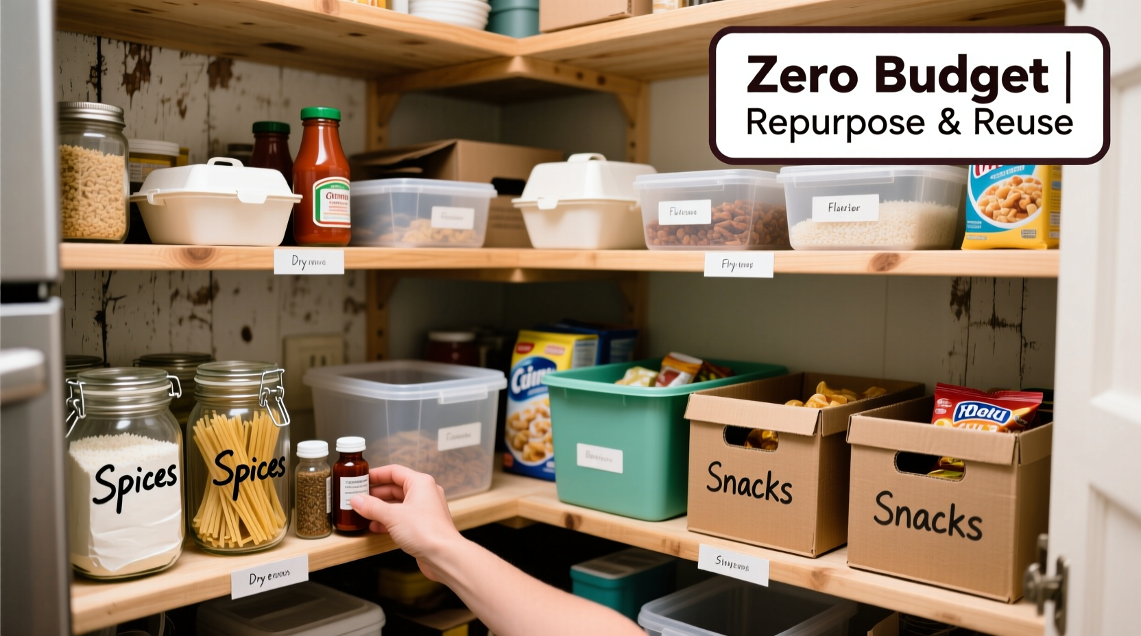 how to organize your pantry with zero budget using repurposed containers