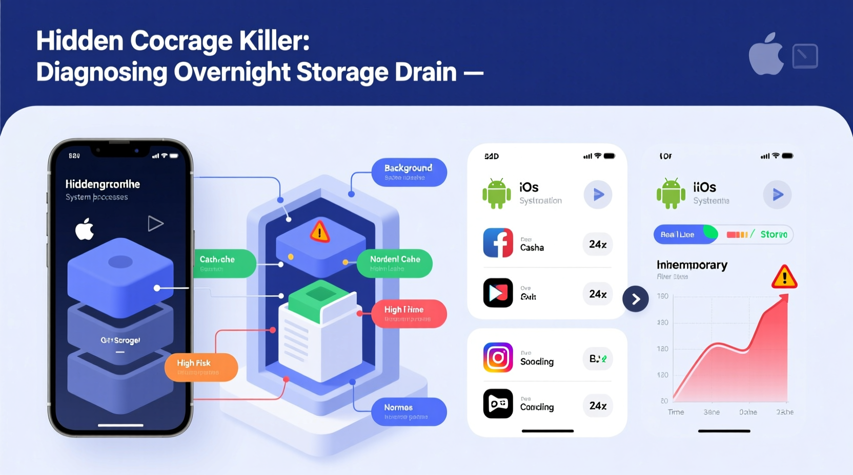 why does my phone storage fill up overnight hidden cache issues