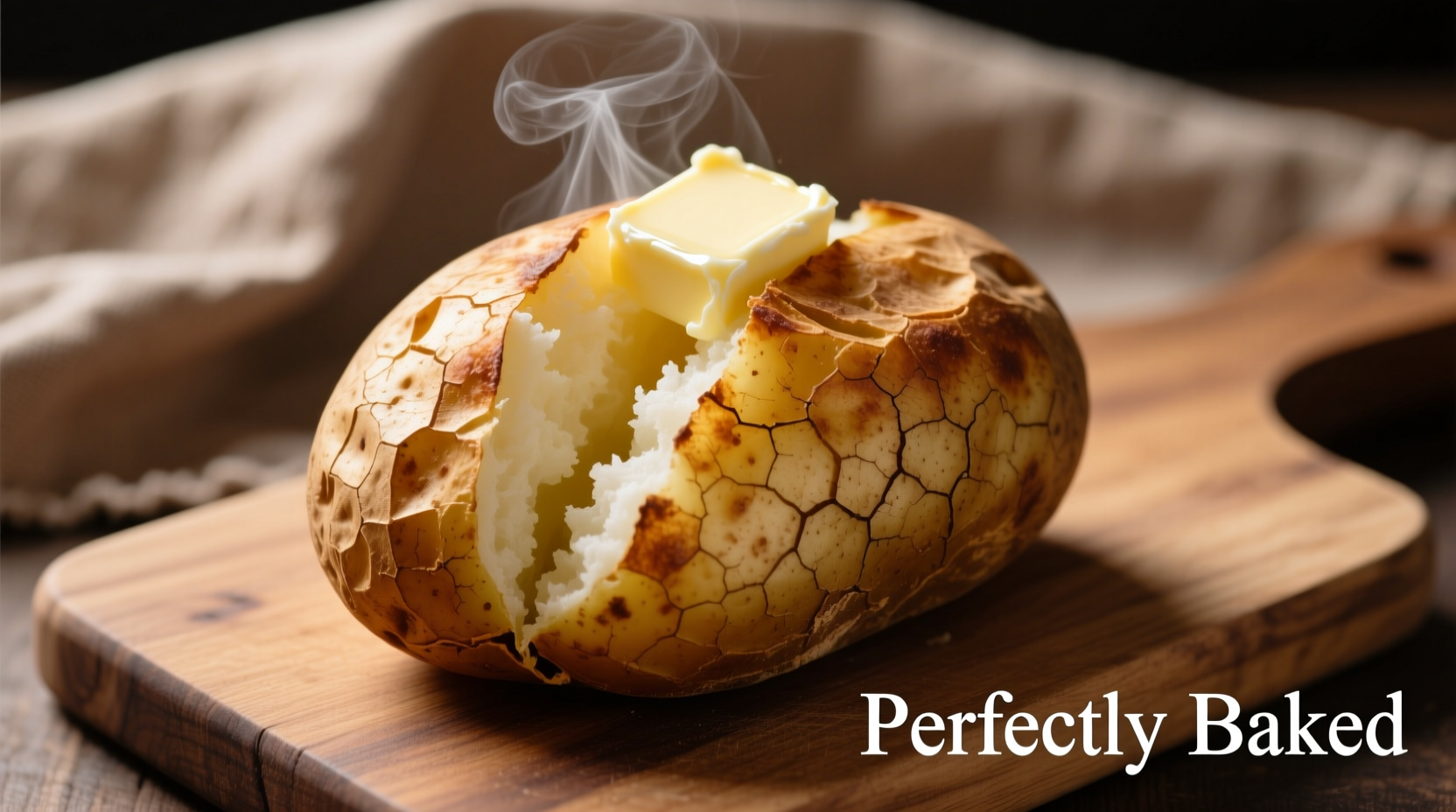 Perfectly baked english jacket potato with crispy skin
