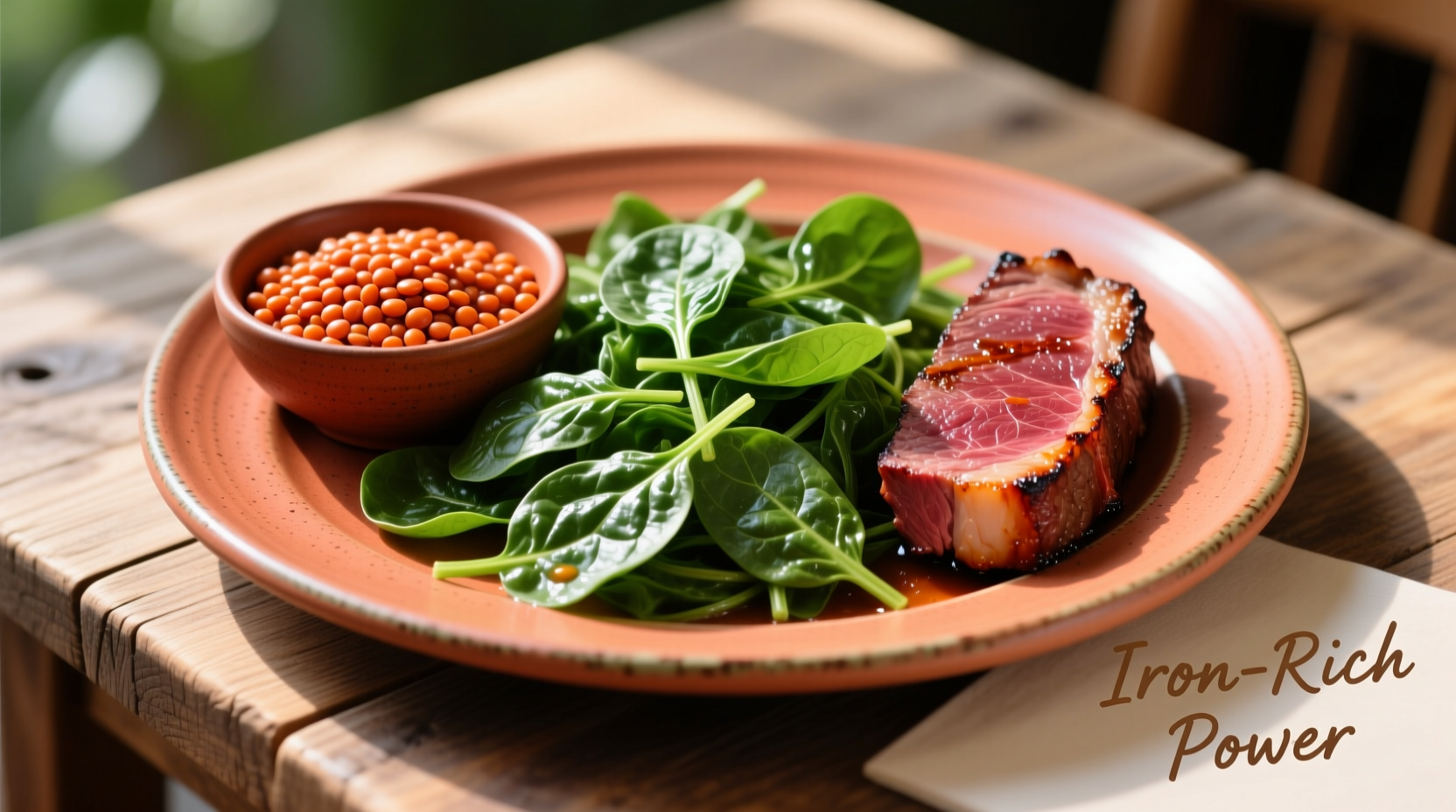 Rotes Fleisch auf Holzbrett mit frischem Gemüse