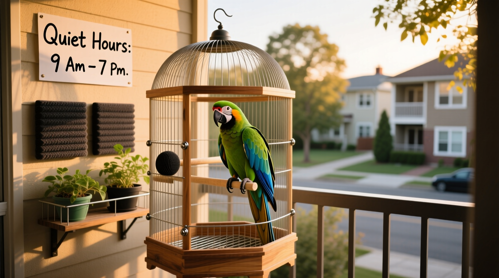 how do you prevent home pet bird from bother neighbour