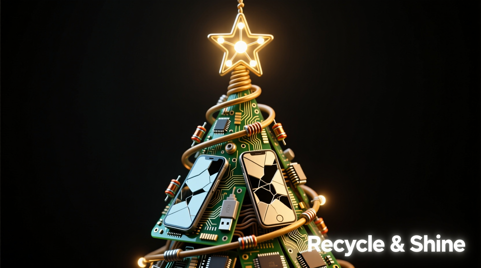 how to craft a christmas tree topper using recycled tech parts creatively