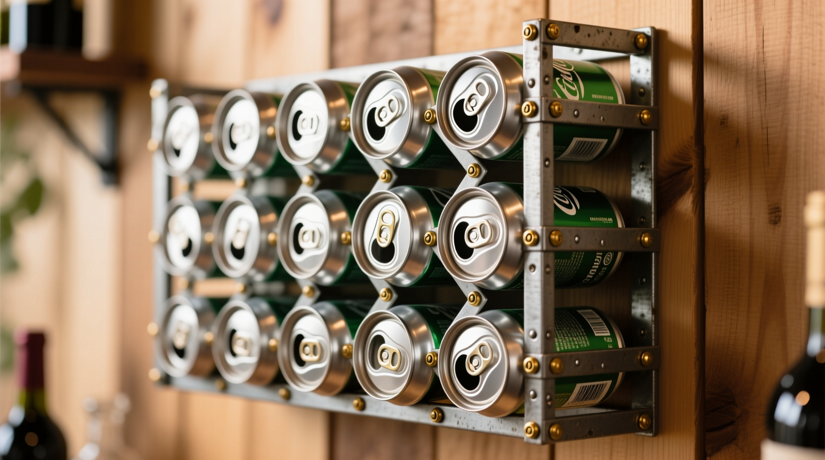 turn leftover cans into a diy wine rack