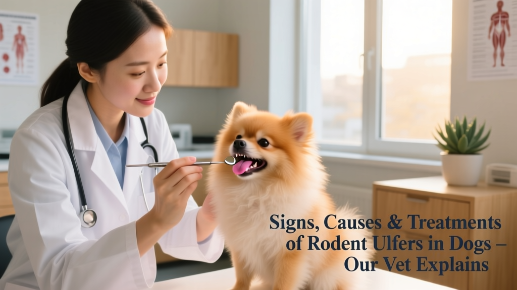 young veterinarian woman examining teeth and mouth of cute lovely pomeranian dog at veterinary clinic