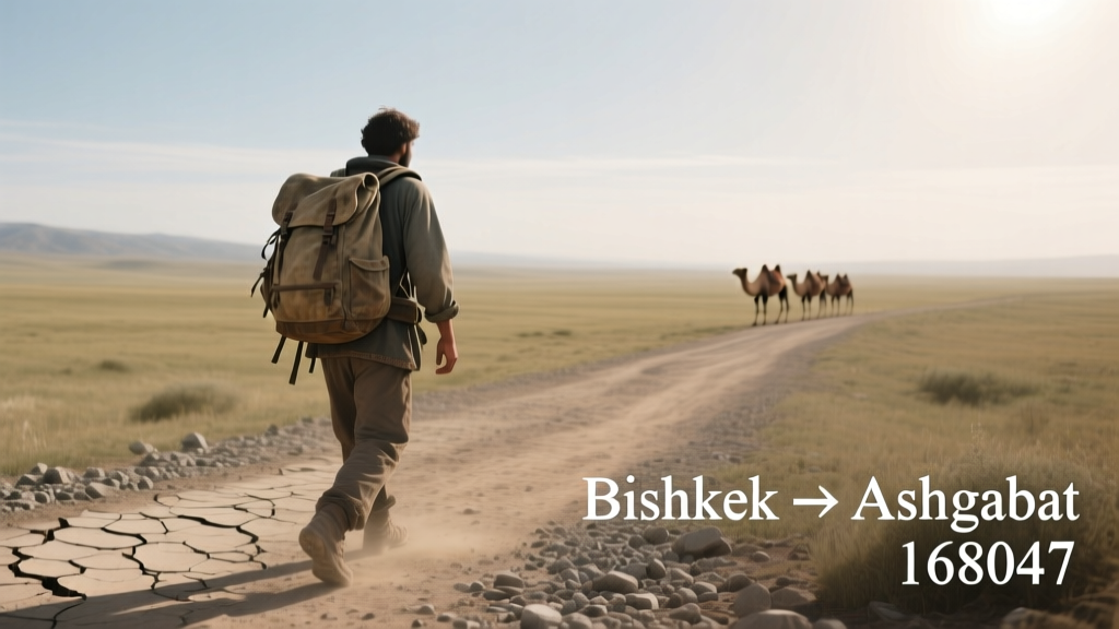 Bishkek to Ashgabat: The Realistic Overland Route for Budget Travelers (Route Code 168047)