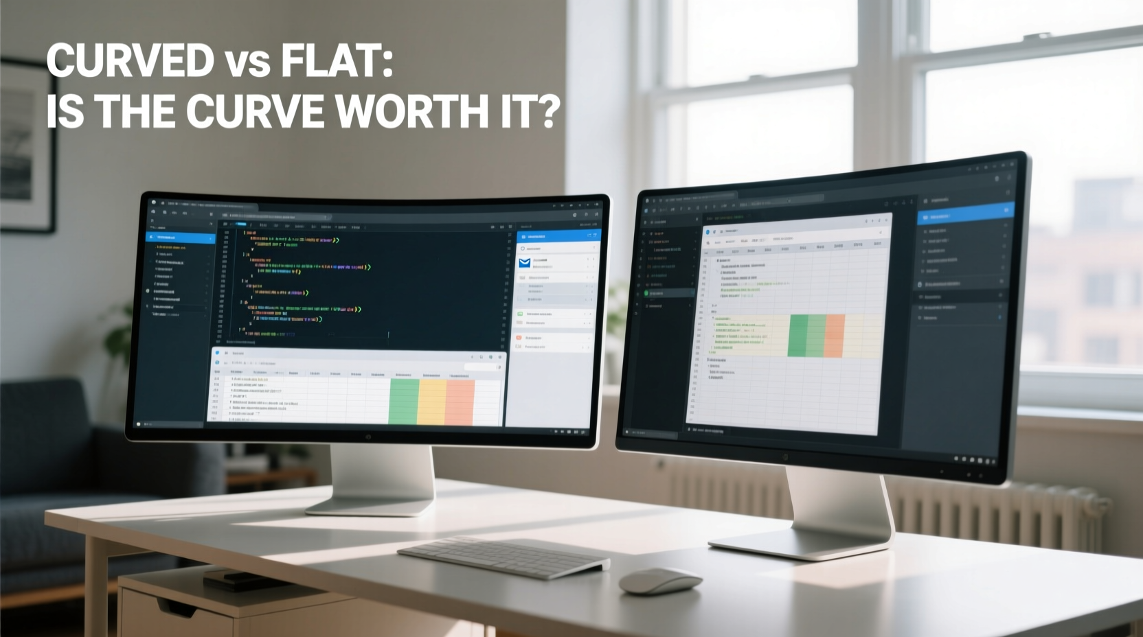 curved monitor vs flat is the curve worth it for productivity work