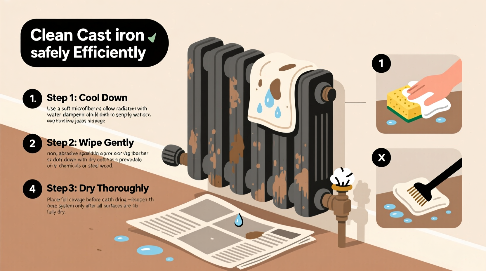 how to clean a cast iron radiator safely without making a mess