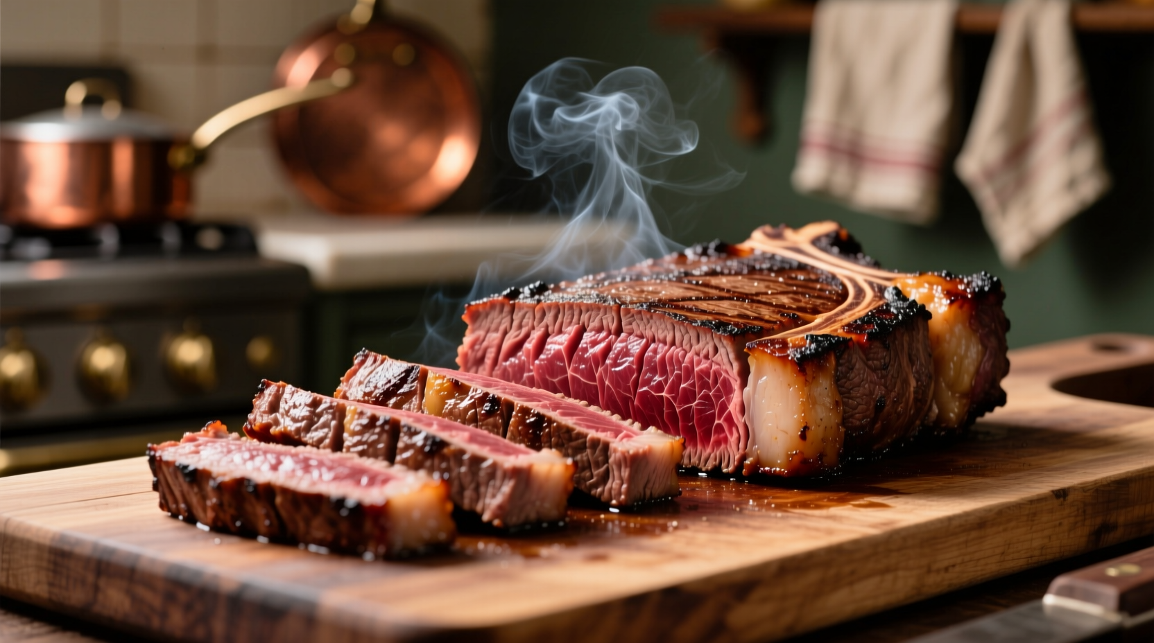 Perfectly cooked London broil steak sliced against the grain