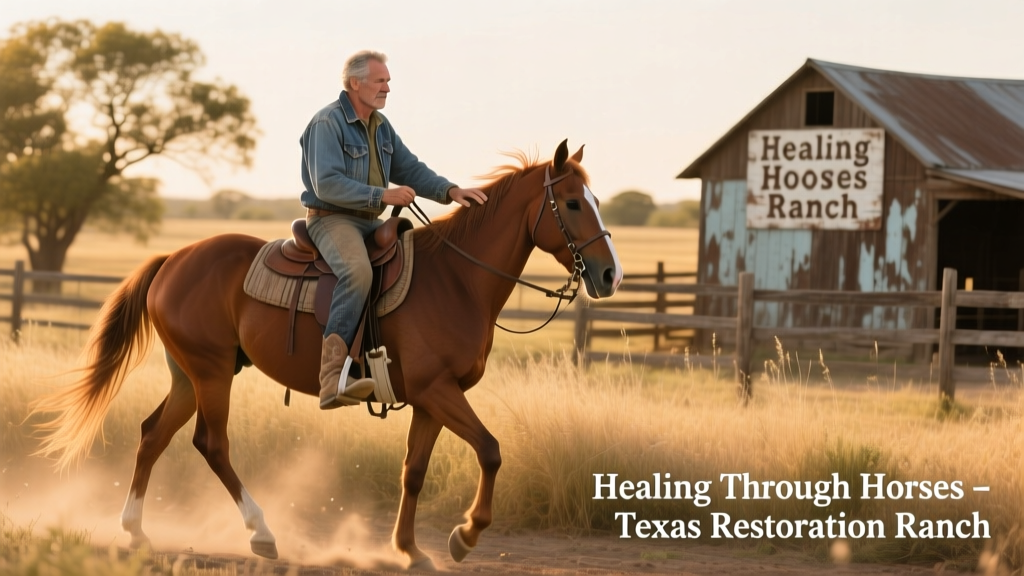 man riding horse at restoration ranch