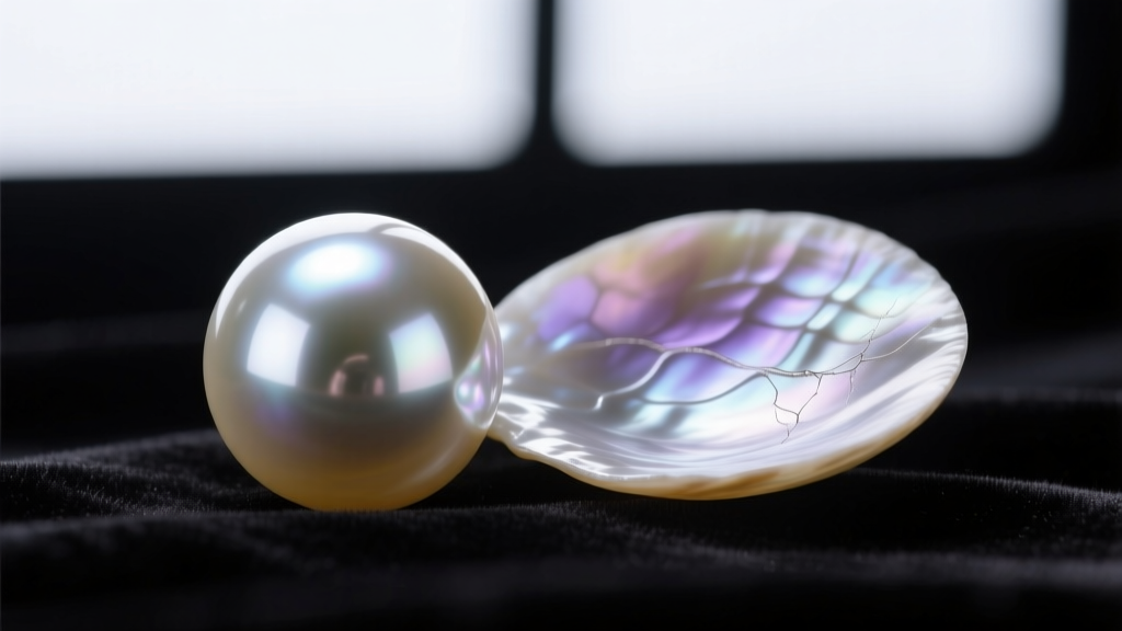 Extreme macro shot comparing the high-luster coating of a glass pearl next to the subtle nacre overtones of a freshwater pearl