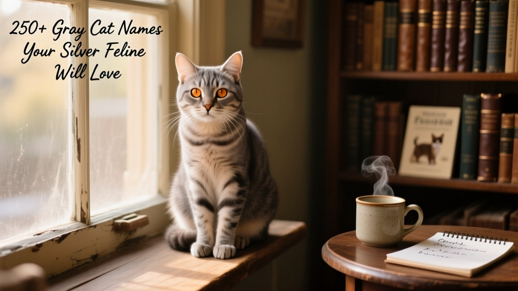 A serene gray tabby cat gazing calmly at the camera