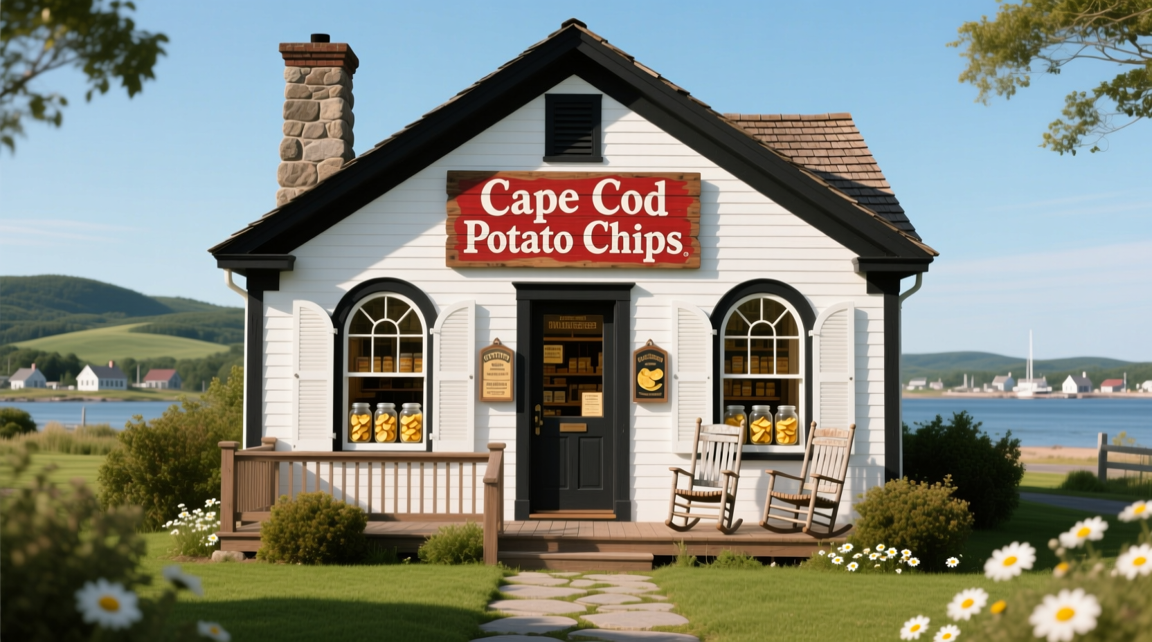 Cape Cod Potato Chips retail store exterior with classic New England architecture