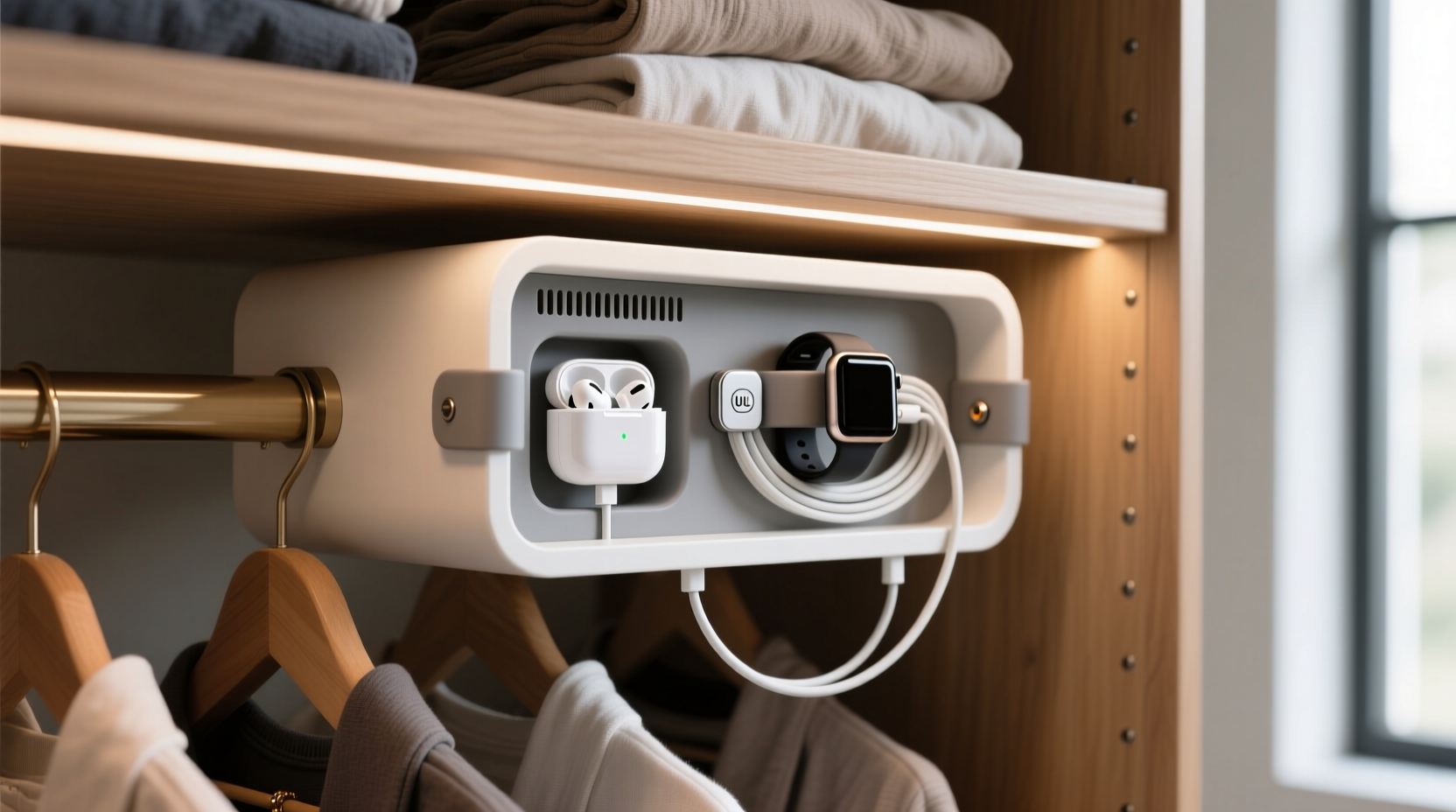 closet organization tips safe smartwatch airpods cable hiding