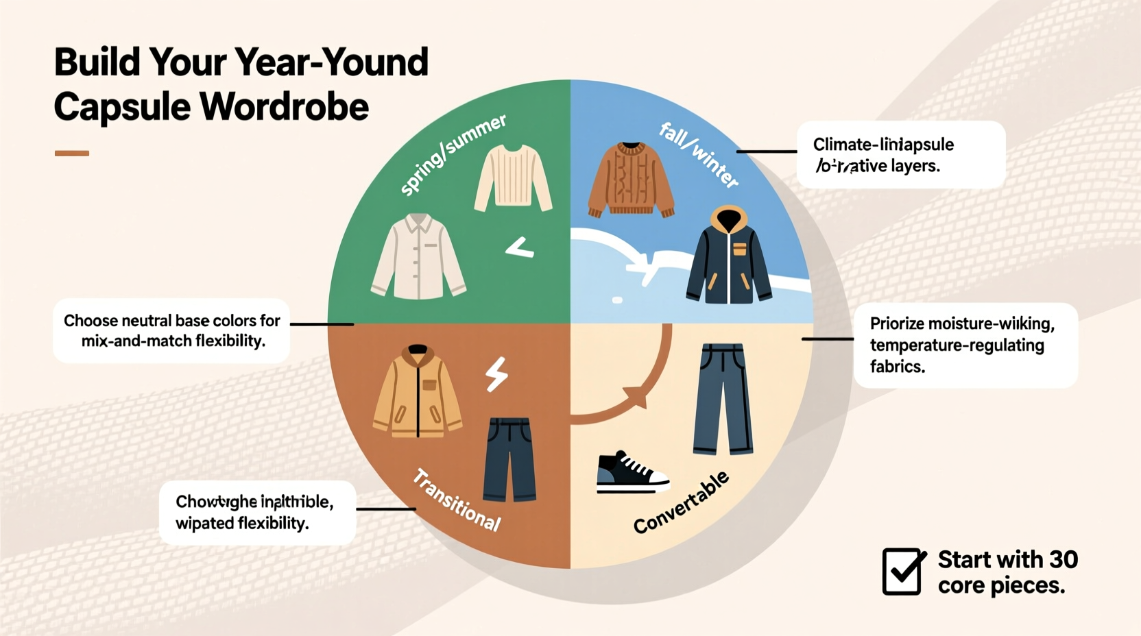 how to create a capsule wardrobe that works across seasons and climates