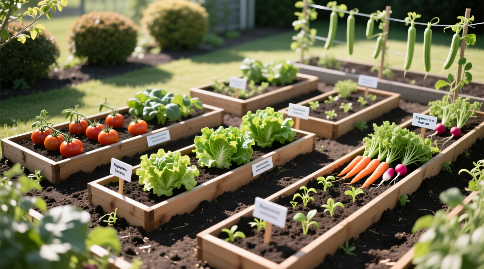 Late spring 2024 beginner garden showing measurable sun exposure zones - critical for crop placement decisions in seasonal conditions