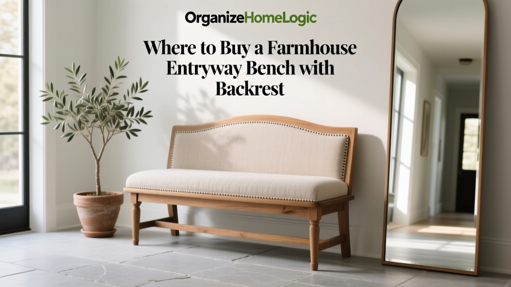 Where to Buy a Farmhouse Entryway Bench with Backrest