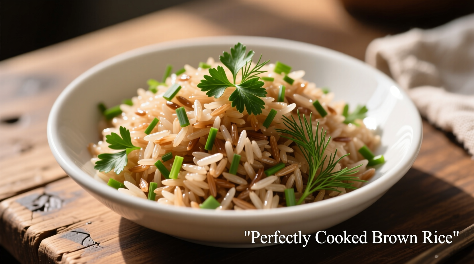 Perfectly cooked brown rice with herbs