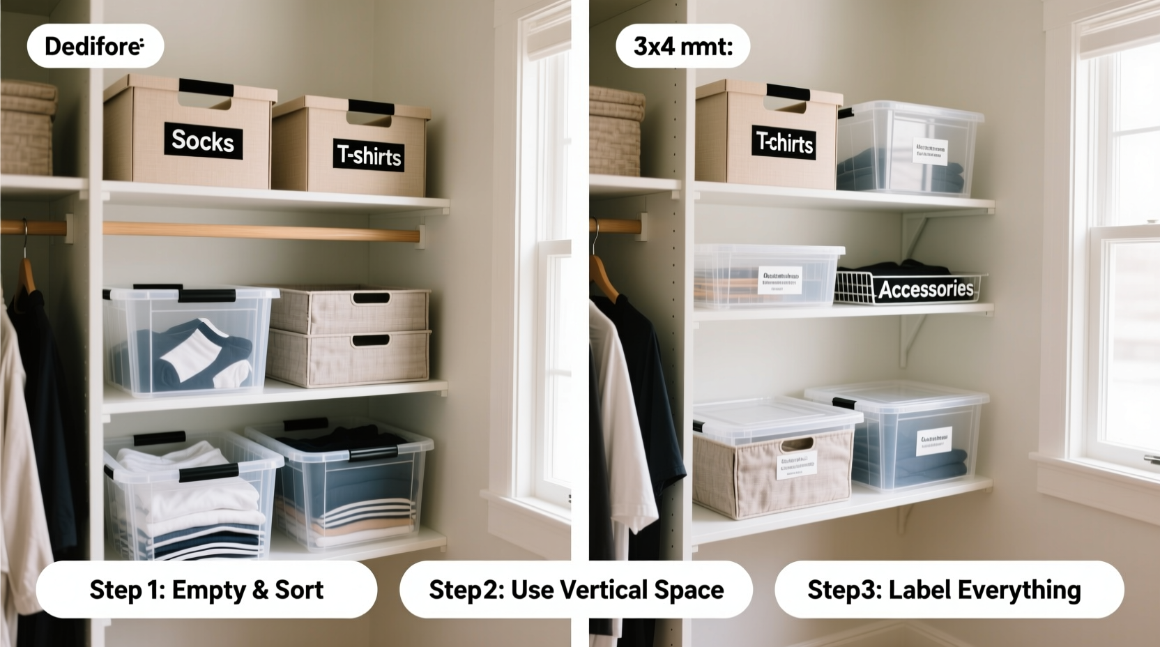 how to organize a small closet using dollar store supplies like a pro