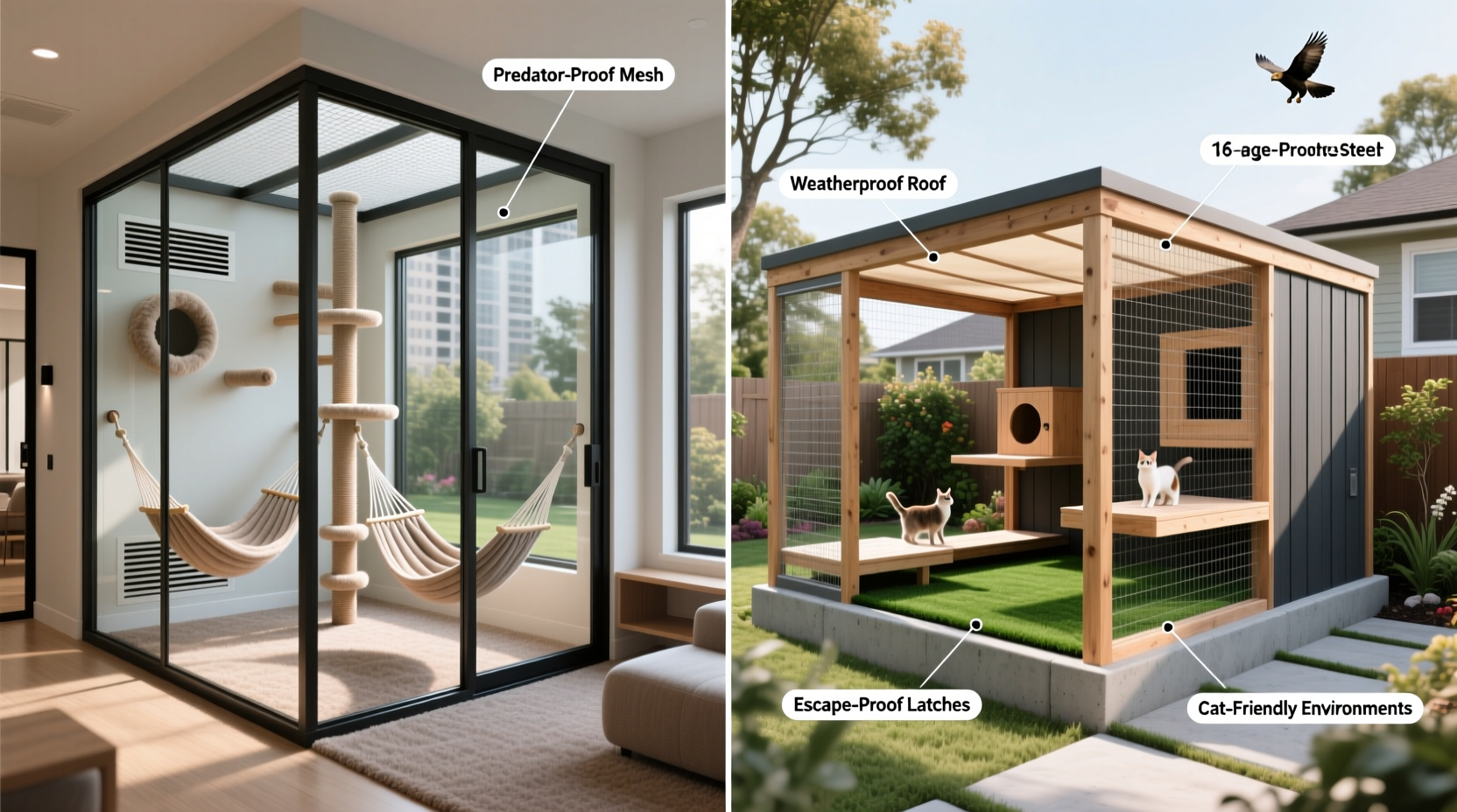 indoor vs outdoor cat enclosure which keeps cats safer from predators