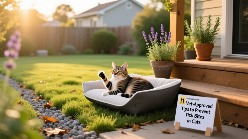 A clean, well-maintained backyard with short grass, gravel border, and no leaf litter—showing a tick-unfriendly environment